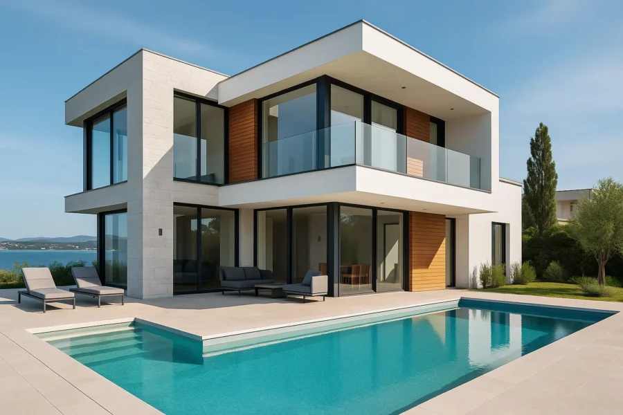 Moderna vila s bazenom u Hrvatskoj, simbol ulaganja u nekretnine i turizam 2025.
